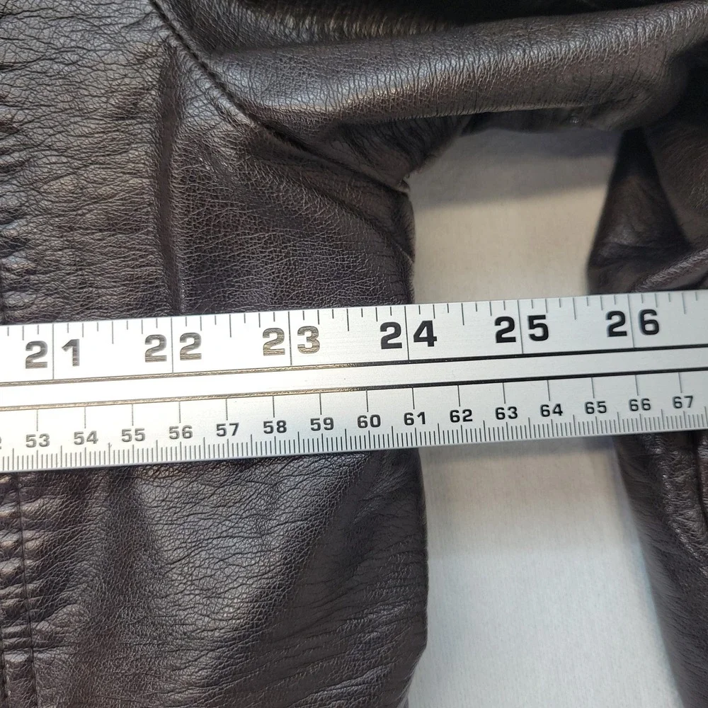 Calvin Klein Faux Leather Jacket Mens Large Brown‎ Cafe Racer Quilted
